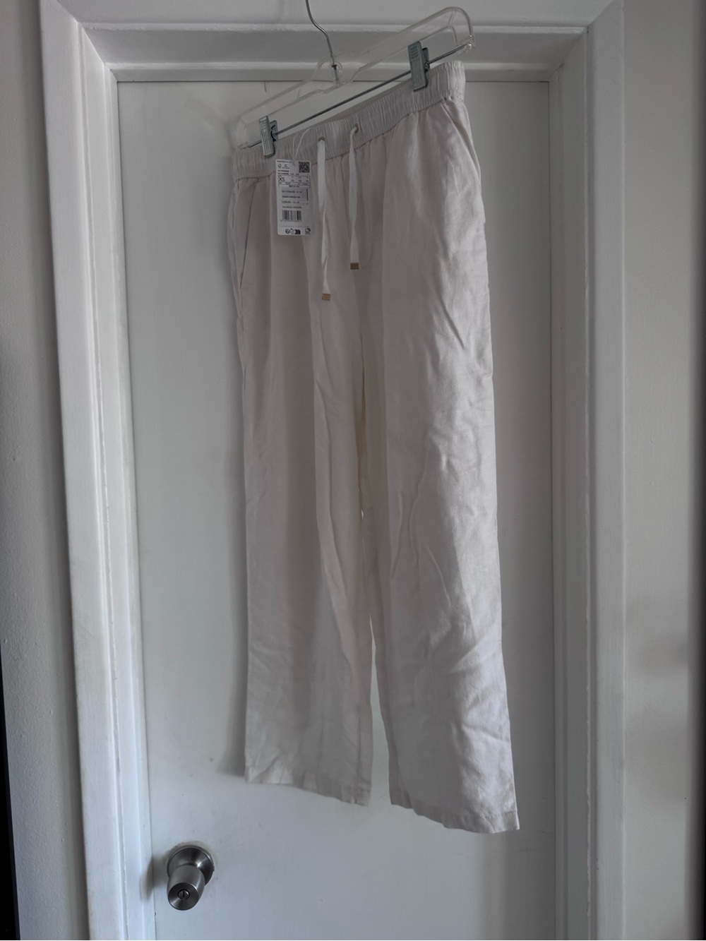 Mango Drawstring Linen-Blend Pants in White - Picture 2 of 8